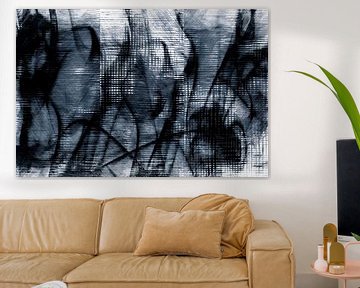 Oslo, moderne Scandinavische abstractie in grijsblauw van Mad Dog Art