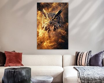 Hibou entouré de flammes sur Art & Soul Creations