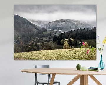 Misty Hill Landscape Gräfentahl Thuringia - Mystical Nature Decoration for a Stylish Interior by Elianne van Turennout