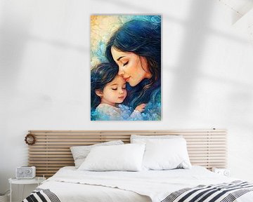 Liefdevolle moeder en kind schildering van Art & Soul Creations