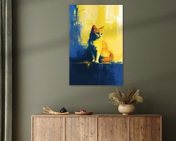 Cat on colourful background