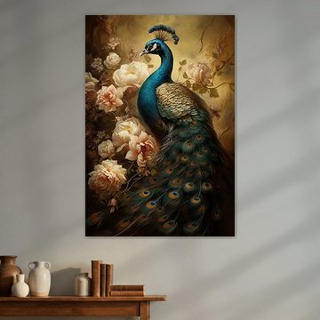 Le paon royal dans sa splendeur florale sur Emil Husstege