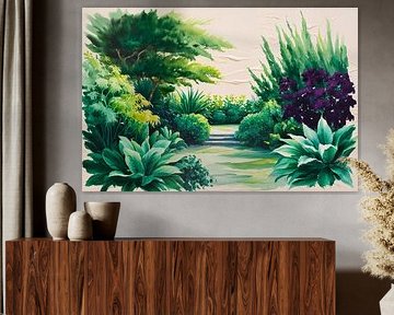 Levendige tuin in aquarelstijl