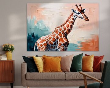 Painting of a colourful giraffe by Art & Soul Creations