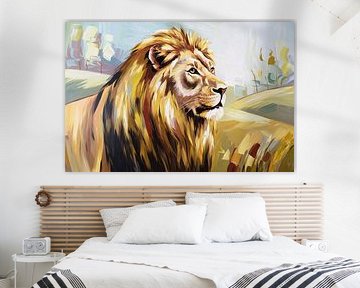 Majestic lion in modern painting by Art & Soul Creations