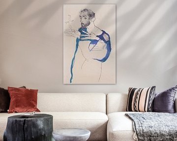 Egon Schiele - Gustav Klimt im blauen Malerkittel