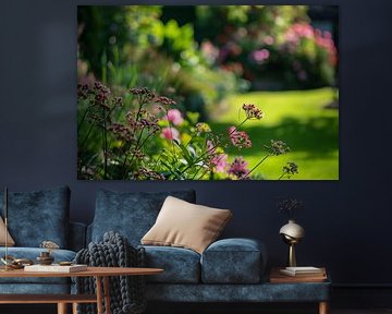 Vibrant flowers in a sun-drenched garden