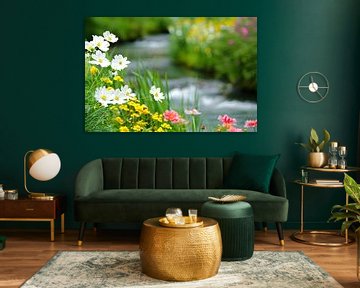 Flowers along a quiet stream by Imperial Art House