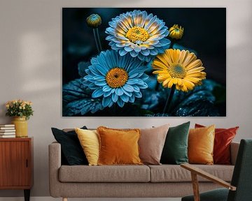 Des fleurs éclatantes dans un contraste coloré