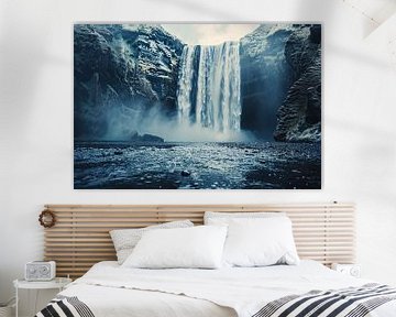 Majestic waterfall with serene rock formations by Imperial Art House