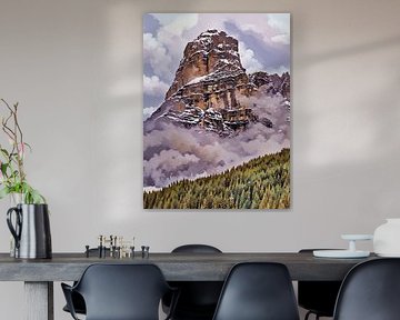 Montagne enneigée Pic Sassongher Alta Badia Alpes italiennes Dolomites