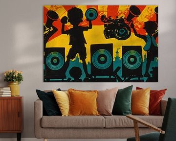 Muziek en silhouetten in stadslandschap van Imperial Art House