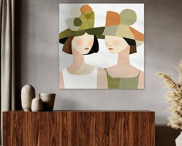 Elegantie in eenvoud: twee vrouwen met hoeden van Color Square