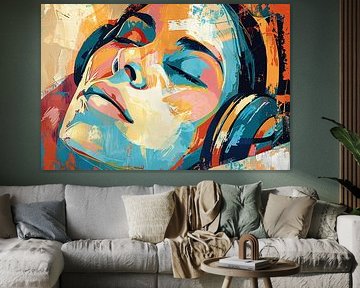 Abstract colourful portrait with headphones