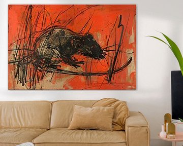 Abstracte rat in rood en zwart van Imperial Art House