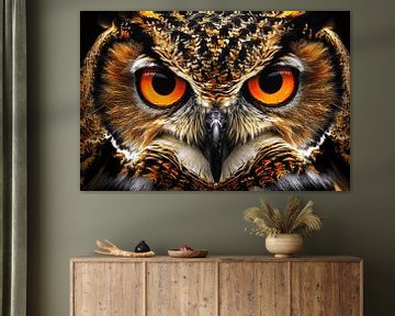 Close-up van Uilenogen met Intense Blik van Imperial Art House