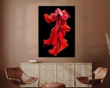 Abstracte rode vis Plakat Betta van Yoga Art 15