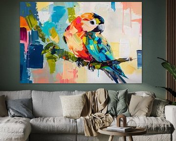 Abstracte kleurrijke papegaai op tak van Imperial Art House