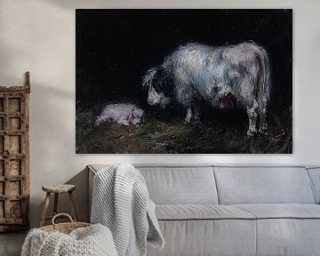 Schaap met slapend lam in rustieke omgeving van Imperial Art House