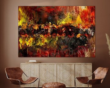 Dynamic abstract art with fiery colours