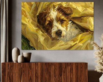Geborgen hond genesteld in zachte doeken van Imperial Art House