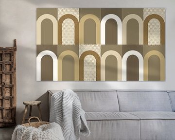 Mid-century Bauhaus arch shapes in gold beige