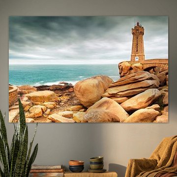 Ploumanach lighthouse in Brittany, France