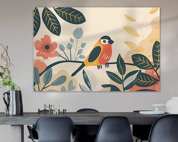 Gestileerde vogel tussen kleurrijke bladeren van Imperial Art House
