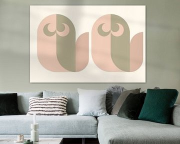 Bauhaus boogvormen uit het midden van de eeuw in natuurlijke kleuren van Mad Dog Art