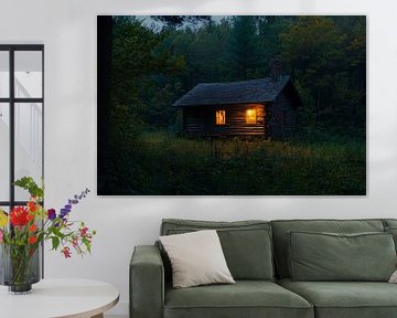 Rustic log cabin in the forest by Art & Soul Creations