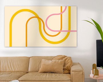 Mid-century Bauhaus arch geometry in yellow pastel colours