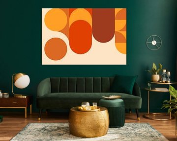 Mid-Century Bauhaus booggeometrie in oranje rood van Mad Dog Art