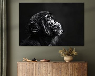 Portrait of a pensive monkey in black and white by Imperial Art House