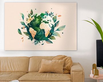 Green earth surrounded by leaves by Imperial Art House