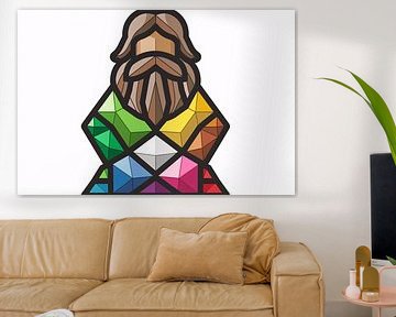 Geometrisch abstract portret met kleurrijke diamanten van Imperial Art House