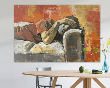 Reclining figure on a bench at rest by Imperial Art House