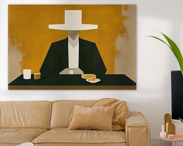 Geometrisch portret met hoed in minimalistische stijl van Imperial Art House