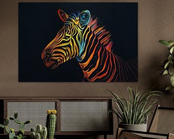 Zèbre néon abstrait avec motifs psychédéliques sur Imperial Art House