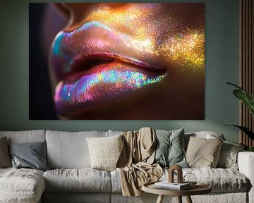 Glänzende, schillernde Lippen in Großaufnahme von Art & Soul Creations