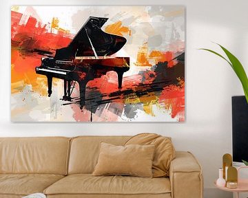 Abstract piano with fiery colour explosion by Imperial Art House