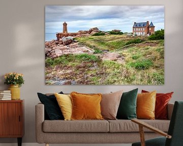 Littoral and Phare de Mean Ruz lighthouse near Ploumanach in Brittany, France by Evert Jan Luchies