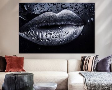 Zilveren lippen met waterdruppels van Art & Soul Creations