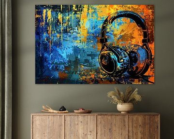 Kleurrijke koptelefoon met abstracte achtergrond van Imperial Art House