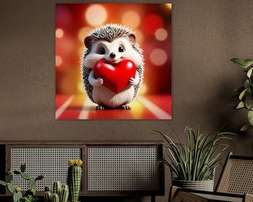 Een schattige egel met een hart