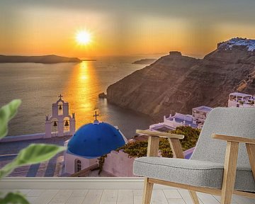 Zonsondergang op Santorini (Griekenland) van Tux Photography