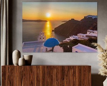 Zonsondergang op Santorini (Griekenland) van Tux Photography