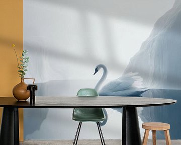 Gelassenheit in der Stille - Ein Schwan im mystischen Nebel von Eva Lee