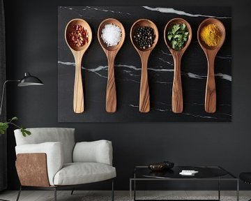 Wooden spoons with spices by Art & Soul Creations
