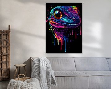 Kleurrijke gekko in pop-artstijl met druppeleffect van Pixelbull Design