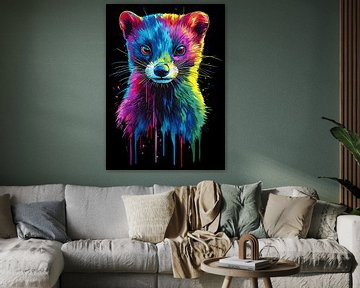 Kleurrijke wezel in pop-artstijl van Pixelbull Design